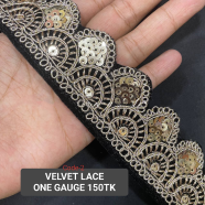  Premium Gold Embroidered Velvet Lace Trim Per Yard image