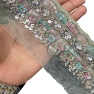  Premium Sequin And Beadwork Embroidered Lace Trim image