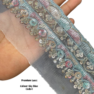  Premium Sequin And Beadwork Embroidered Lace Trim image