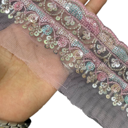  Premium Sequin And Beadwork Embroidered Lace Trim image