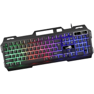  RK300 Wired Keyboard Floating Metal Luminous Mechanical 3D Feel -Black image