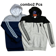  Smug Premium Full Sleeve Fleece Hoodie Combo Navy And Grey Combo 2 Pcs icon