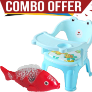 বেবি ফিডিং চেয়ার অ্যান্ড ফানি ওয়াকিং অ্যান্ড মিউজিক্যাল ইলেকট্রিক ফিশ টয় (কম্বো অফার) image