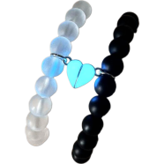 couple bracelets with crown charms and beaded designs image