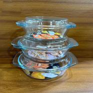 ginoya brothers Glass Casserole Classic Deep Round Oven And Microwave Safe Serving Bowl With Glass Lid image