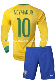 Brazil NEYMAR JR 10 Home Jersey : Special Full Sleeve with short pant image
