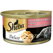 sheba Deluxe Can Premium Wet Cat Food Flaked Tuna in gravy 85g image