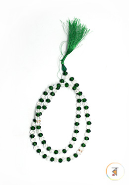 Crystal White and Green Stone Tasbih-তসবিহ image