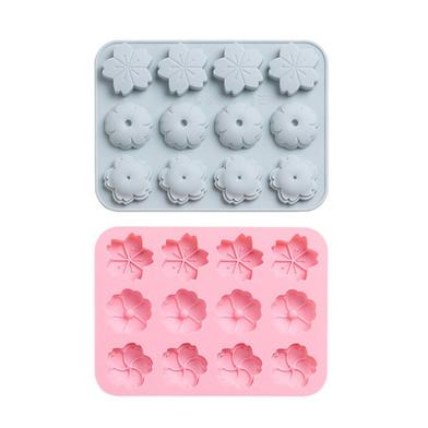 12 Grid Flower Shape Ice Cube Jelly Pudding Cake Baking Tray Mold image