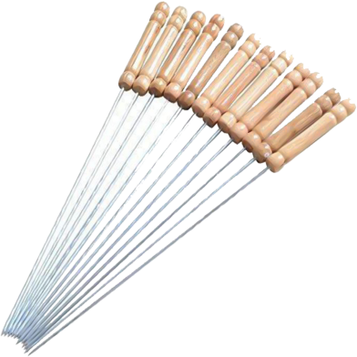 12 Pcs Barbecue Grill Sticks Set - Brown image