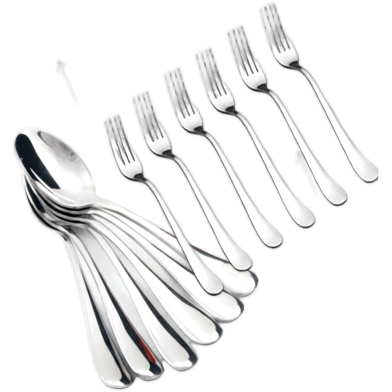 12 Piece Premium Stainless Steel Cutlery Set 6 Tea Spoons And 6 Forks Combo image
