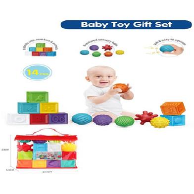 14pcs Puzzle Sensory Soft and Textured Rubber Balls blocks Set For Kids image