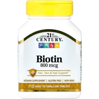21ST Century Biotin 800MCG 110 Easy Swallow Tablets - 740985228814 image
