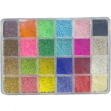 24 Color Glass Seed Beads Set Get Storage Box Free image