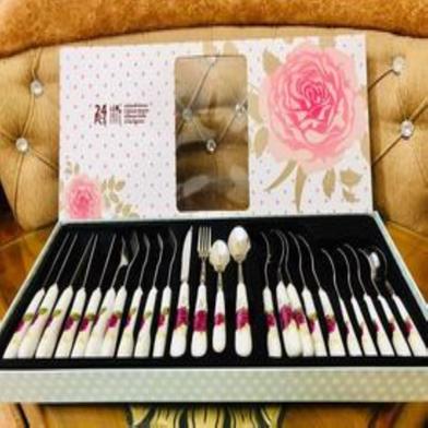 24 Pcs Chinese Flower Pattern Spoon 6 Inch image