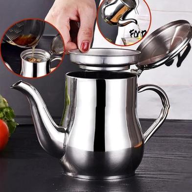 24 oz Stainless Steel Oil Strainer Pot Container Jug Storage Can With Filter Cooking Oil Pot Kitchen Large Capacity image
