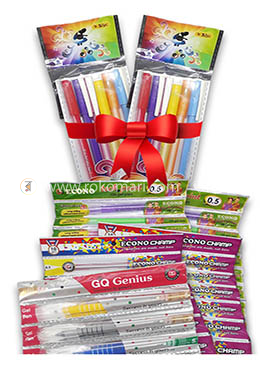 Pen Combo Package Yearly for Student - 03 (Econo Tech point Pen - 20 Pcs, Econo Champ Pen - 20 Pcs, Econo Full Time Pen - 12 Pcs, GQ Genious Pen - 10 Pcs) image