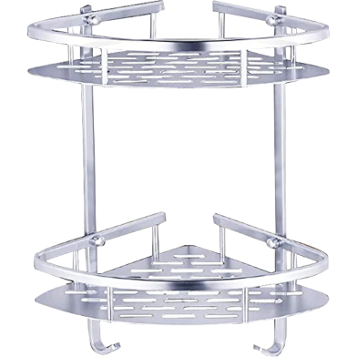 2 Layer Aluminium Bathroom Corner Triangle Rack Holder Shelf Storage image