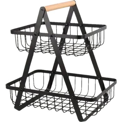 2 Tier Countertop Fruit Basket,Portable Fruit Bowle Basker for Kitchen Organizer Storage image