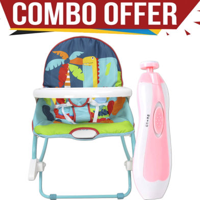 2 in 1 Baby Rocker Portable Rocking Musical Infant Chair And Baby Electric Nail Scissors Manicure Kits (Combo Offer) image