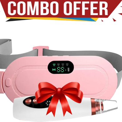 2 in 1 Rechargeable Portable Menstrual Heating Pad Vibration Massage And Multifunctional Cleaning Blackhead Remover (Combo Offer) image