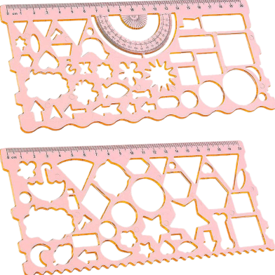 2 Pcs Different Shapes Template Ruler / Spirograph Ruler / Geometric Drawing Toys / Stencil Tools / Drafting Design image
