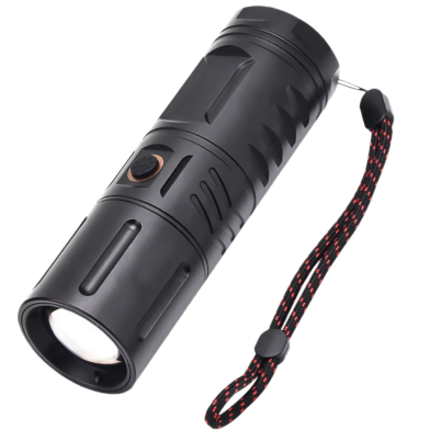 Super Bright LED Flashlight USB Rechargeable Zoomable Waterproof And Power Bank Function Best For Camping Hiking Emergency image