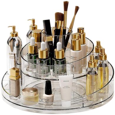 360° Rotating Diamond Cosmetics Organizer Box, Large Portable