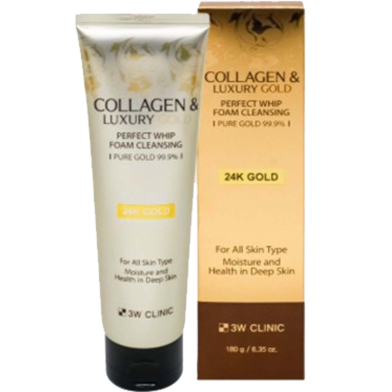 3W Clinic Collagen And Luxury Gold Perfect Whip Foam Cleansing 180 gm image