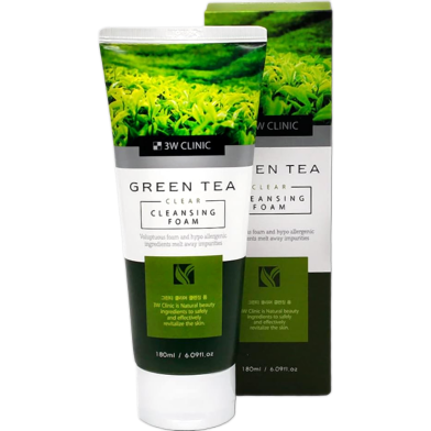 3W Clinic Green Tea Clear Cleansing Foam 180ml image