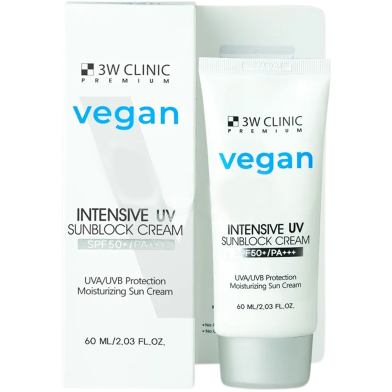 3W Clinic Vegan Intensive Uv Sunblock Cream Spf 50 Pa 60ml image