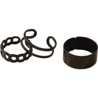 3 Pcs Finger Rings Set for Women / Girls /Couple Rings Black image