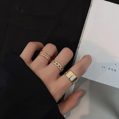 3 Pcs Finger Rings Set for Women / Girls /Couple Rings Gold image