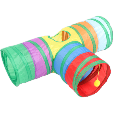 3 Way Rainbow Tunnel Cat Toys Pet Tube Collapsible Play Toy Kitten Toys Cat Playing Toys Indoor Outdoor image