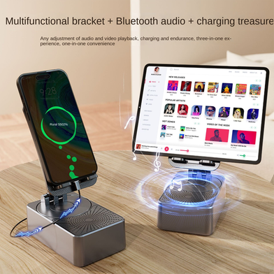 3-in-1 Power Bank with Bluetooth Speaker and Rotating Phone Stand Slide 2