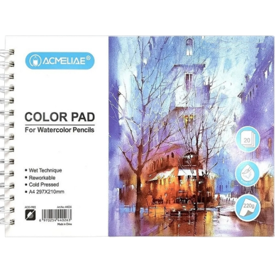 Acmeliae Color Pad For Oil Based Color Pencils (30 Page, 160g, A4 297*210mm) image