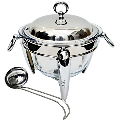 4 Liter Exclusive Round Shape Chafing/Soup Dish with Spoons SY24863 image