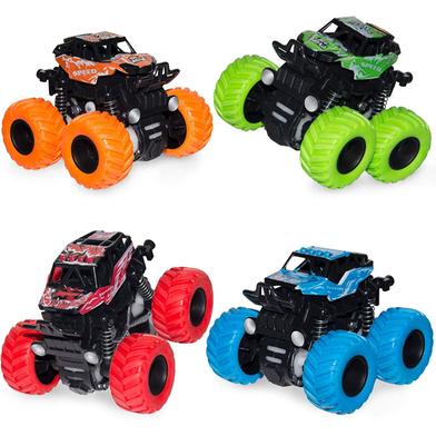 4 Pack Monster Truck Toys for Boys Girls, Inertial Pull Back Vehicle Sets, Friction Driven Push and Go Toy Cars, Christmas Gift, Birthday Party Supplies for Toddlers Ages 3Plus image