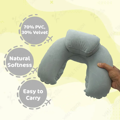 4in1 Double Part Inflatable Travelling Pillow Set With Eye Mask Ear Plug And Pouch Air-inflated is Soft And Comfortable (travelling_pillow_2_ash) Light Ash - 103354537 Slide 3