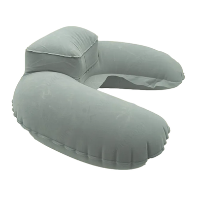 4in1 Double Part Inflatable Travelling Pillow Set With Eye Mask Ear Plug And Pouch Air-inflated is Soft And Comfortable (travelling_pillow_2_ash) Light Ash - 103354537 Slide 2