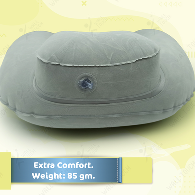 4in1 Double Part Inflatable Travelling Pillow Set With Eye Mask Ear Plug And Pouch Air-inflated is Soft And Comfortable (travelling_pillow_2_ash) Light Ash - 103354537 Slide 4