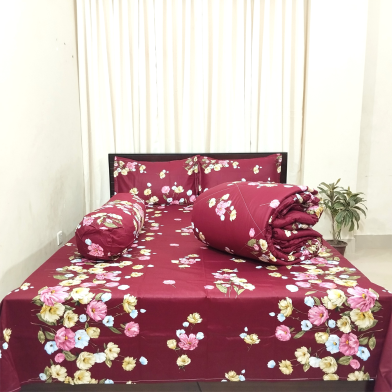 Diamond Touch 5 Piece Premium Twill Cotton Comforter Set (deep maroon) image