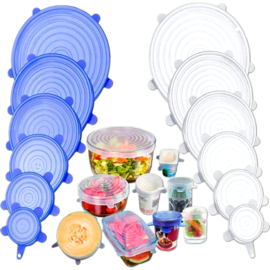6Pc Kitchen Bowl Cover Set with Reusable Silicone Lids image