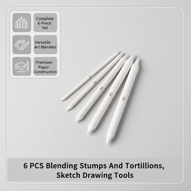 6 PCS Blending Stumps And Tortillions, Sketch Drawing Tools, Paper Art Blenders For Student Sketch Drawing Slide 2