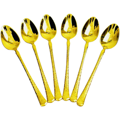 6 Pcs 8 inch Stainless Steel Golden Dinner Spoon Set image