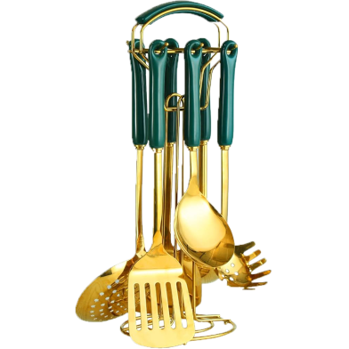 6 Pcs Luxury Kitchen Cooking Set Stainless Steel Crockery Sets Utensils Shovel Spoon Nordic Cookware Ceramic Handle image