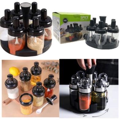 6-Pcs Spices Seasoning Bottles Jars with Spoon Rotation Base image