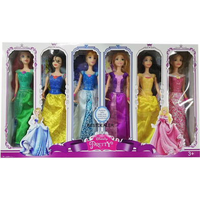 6 pcs Barbie Princess Doll set with Beautiful princess dress 30 cm doll -233149935 image