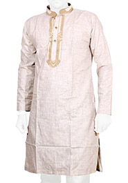 Whitesmoke Stripe Andi Cotton Short Panjabi image