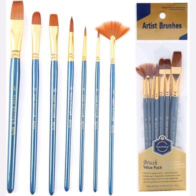 Paint Brush Set and 1 Pcs Artist Color Round Palette- 7 Pcs image